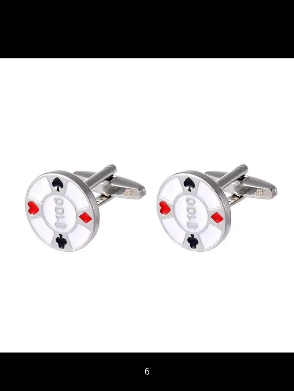 Poker Chip Cufflinks Casino Gambling Card Player Silver Tone Formal Accessory